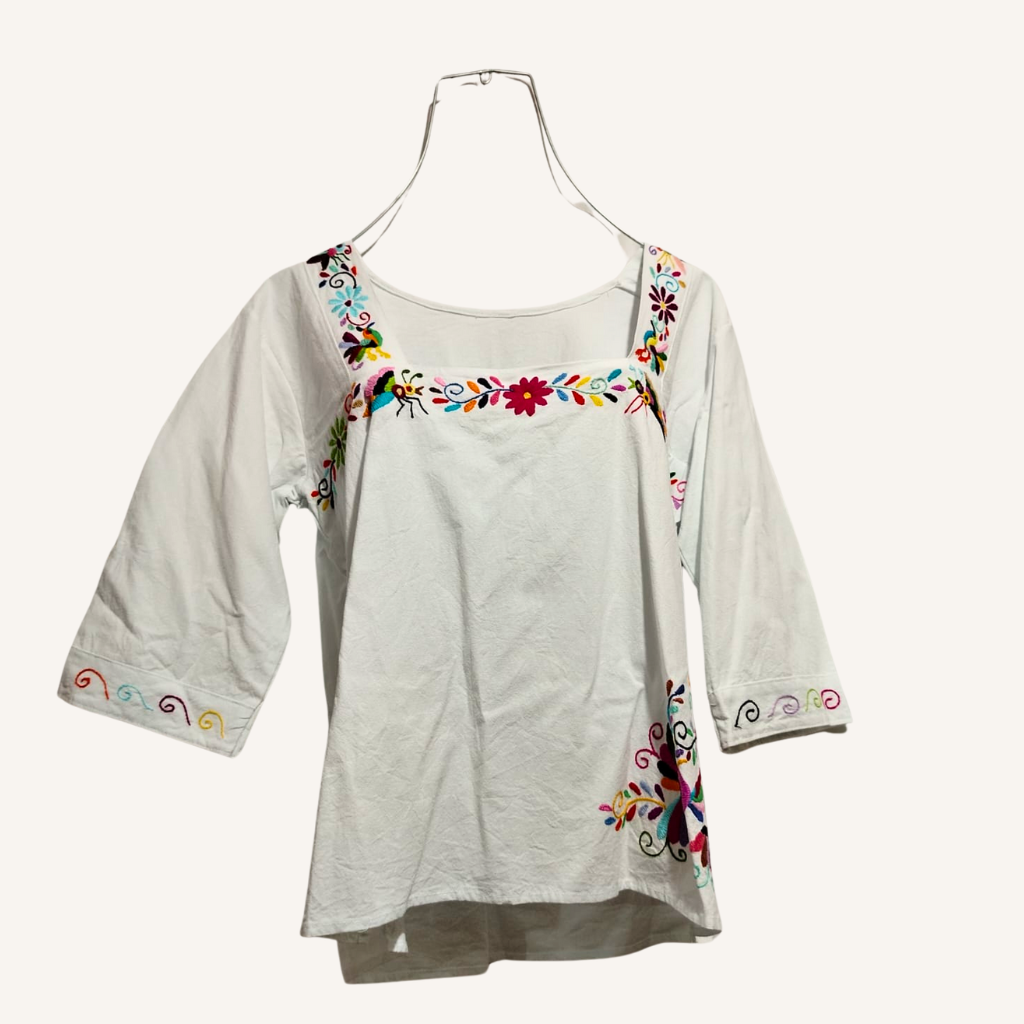 Tenango Embroidered Blouse Flowers