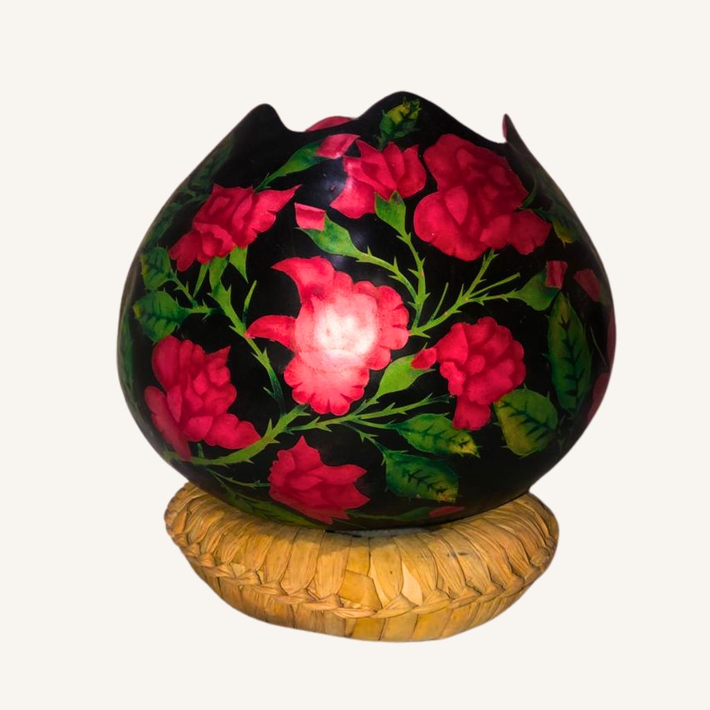 Decorative Tecomate Artisanal from Michoacan Rose