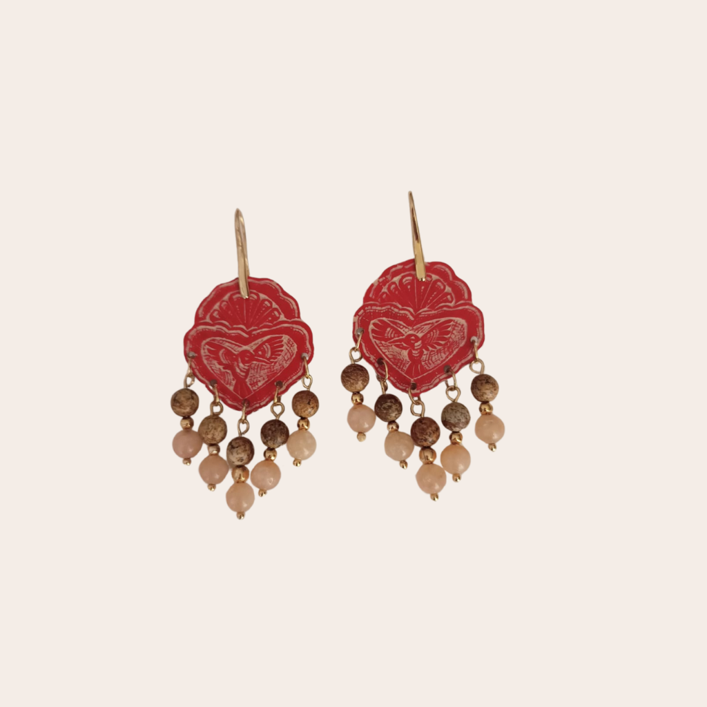 Jicara Hummingbird Heart Earrings