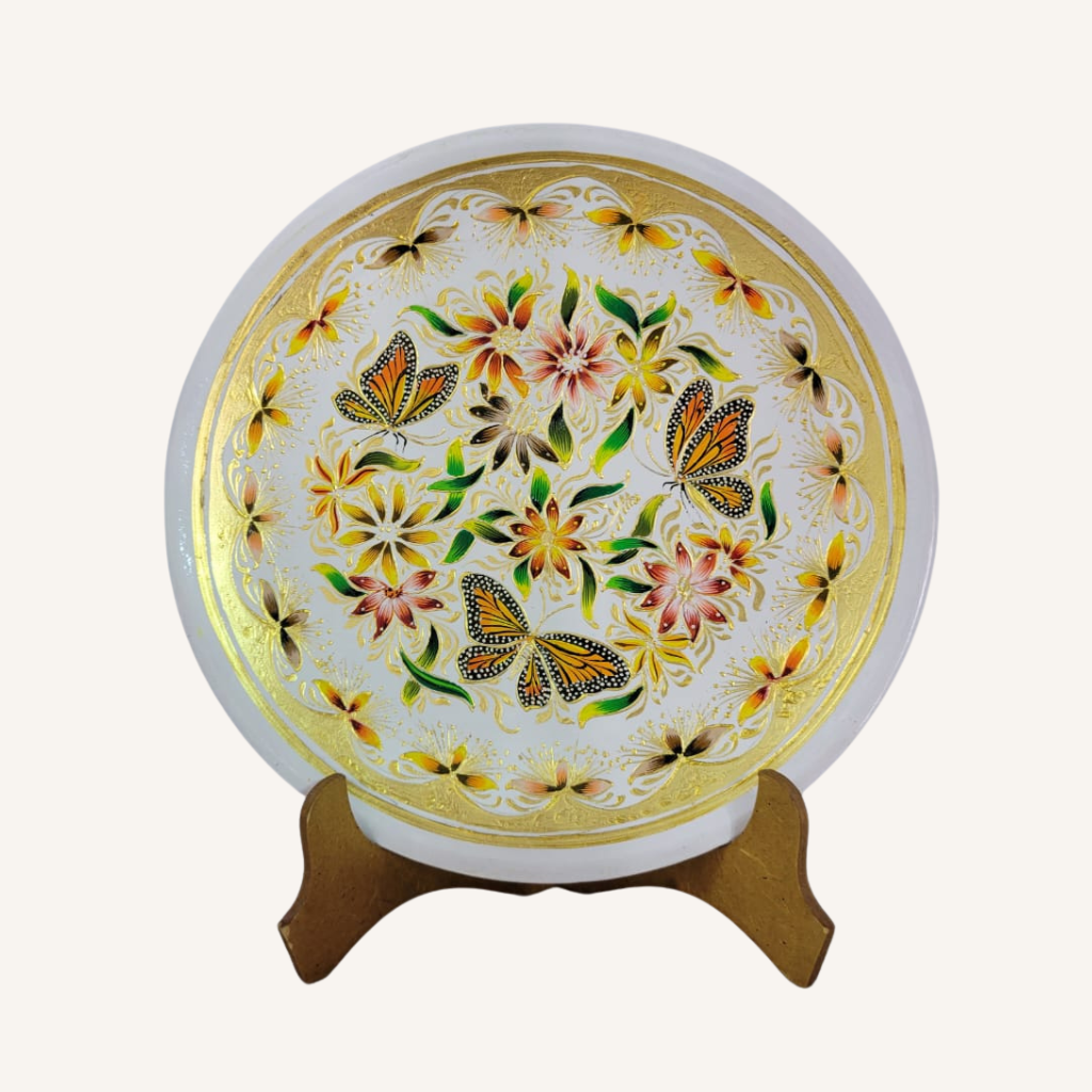 Mexican Wooden Plate With Gold