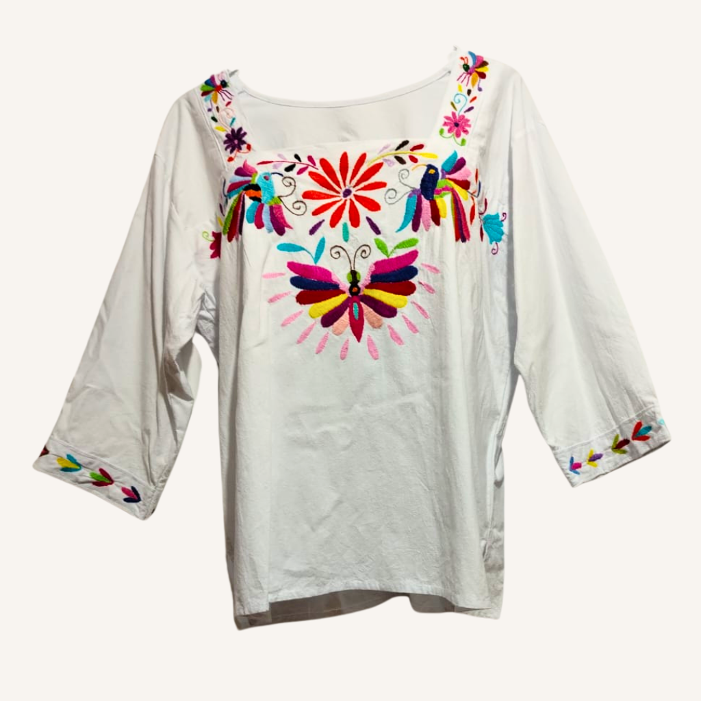 Tenango Embroidered Blouse Flowers