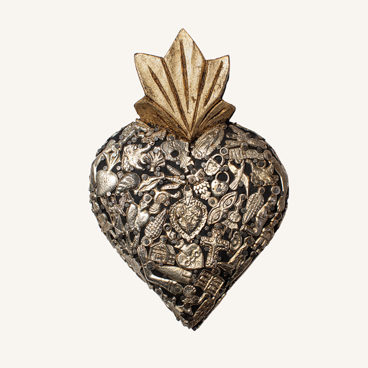 Wooden Carved Milagreria Heart